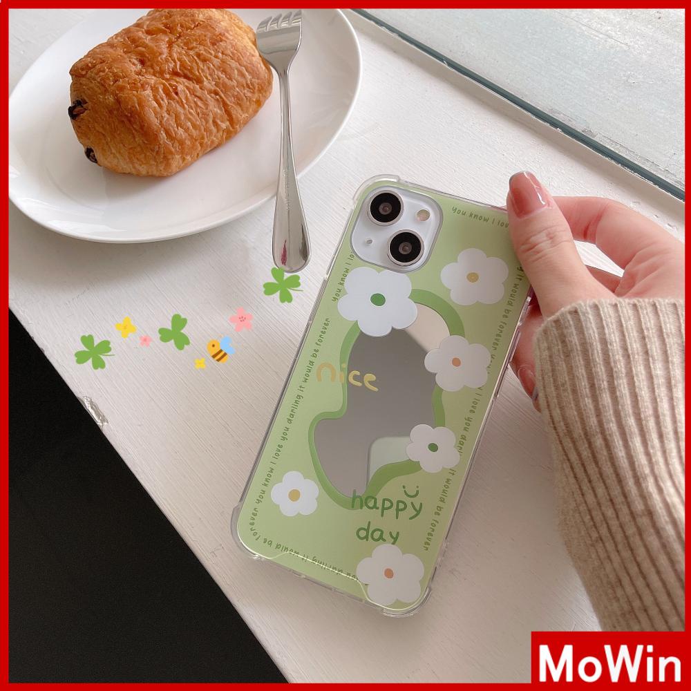 iPhone Case Acrylic HD Makeup Mirror Airbag Shockproof Protection Camera Green Tulip Flowers Compatible For iPhone 11 iPhone 13 Pro Max iPhone 12 Pro Max iPhone 7 Plus iPhone xr