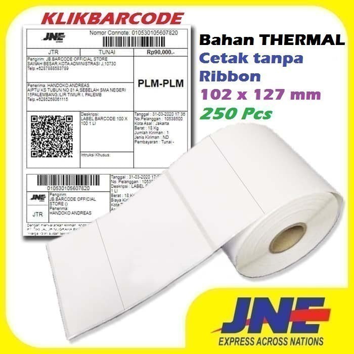 

MURAH STIKER LABEL THERMAL RESI JNE WAHANA 102x127 | 102 X 127 250 PCS 1