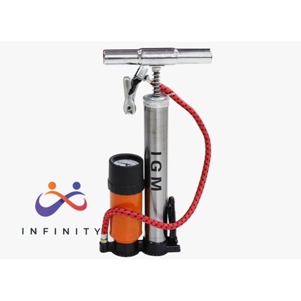 Pompa ban sepeda motor mobil bola model tabung meter manual stainless kualitas terbaik INF