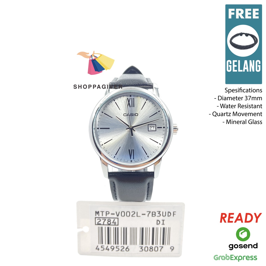 JAM TANGAN PRIA CASIO ANALOG MTP-V002L / MTP-V002L-7B3 / MTP-V002L-7B3UDF ORIGINAL - TALI KULIT FREE