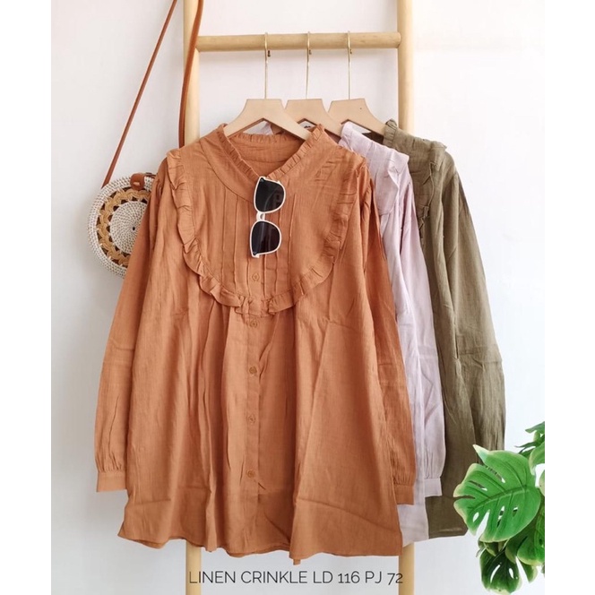 Blouse Tunik Linen Crinkle Panjang