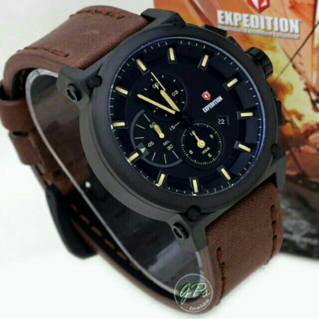 Jam Tangan Pria Elegant Exclusive Expedition Italy Original Sport Brown Limited