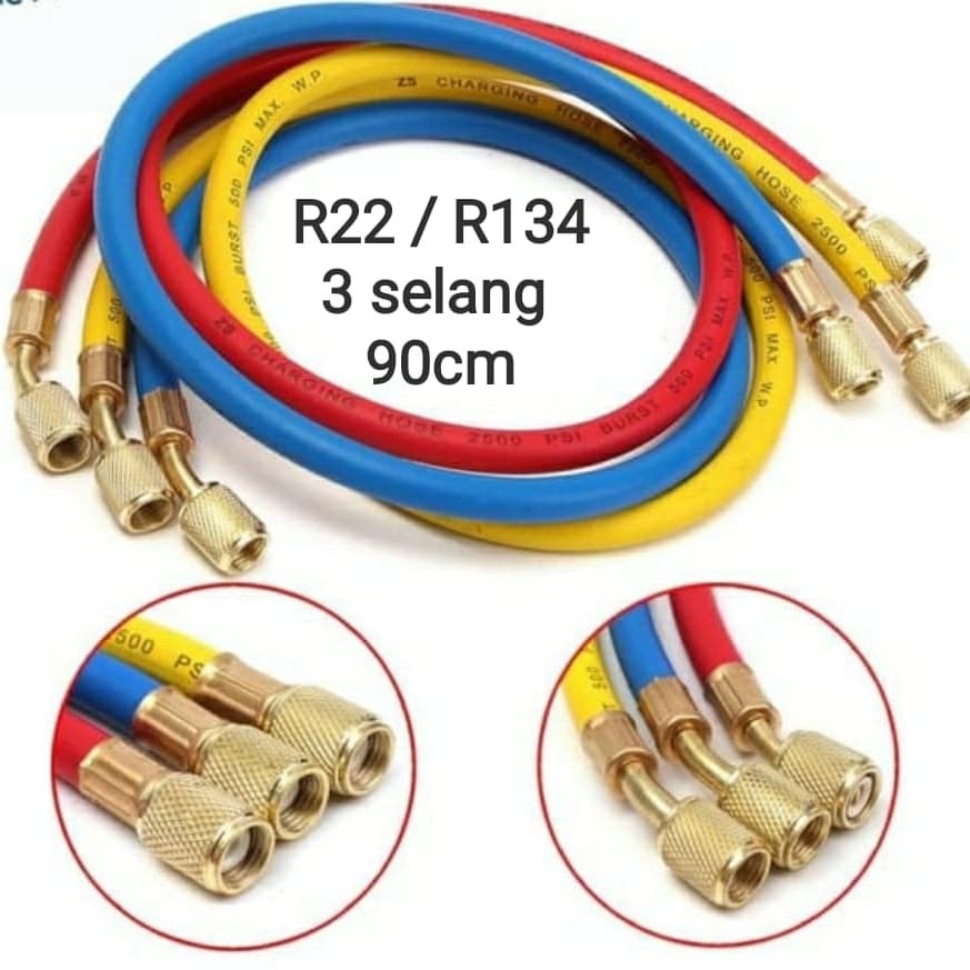 Selang Manifold Pengisian Freon R22 R134A 1SET Isi 3 pcs