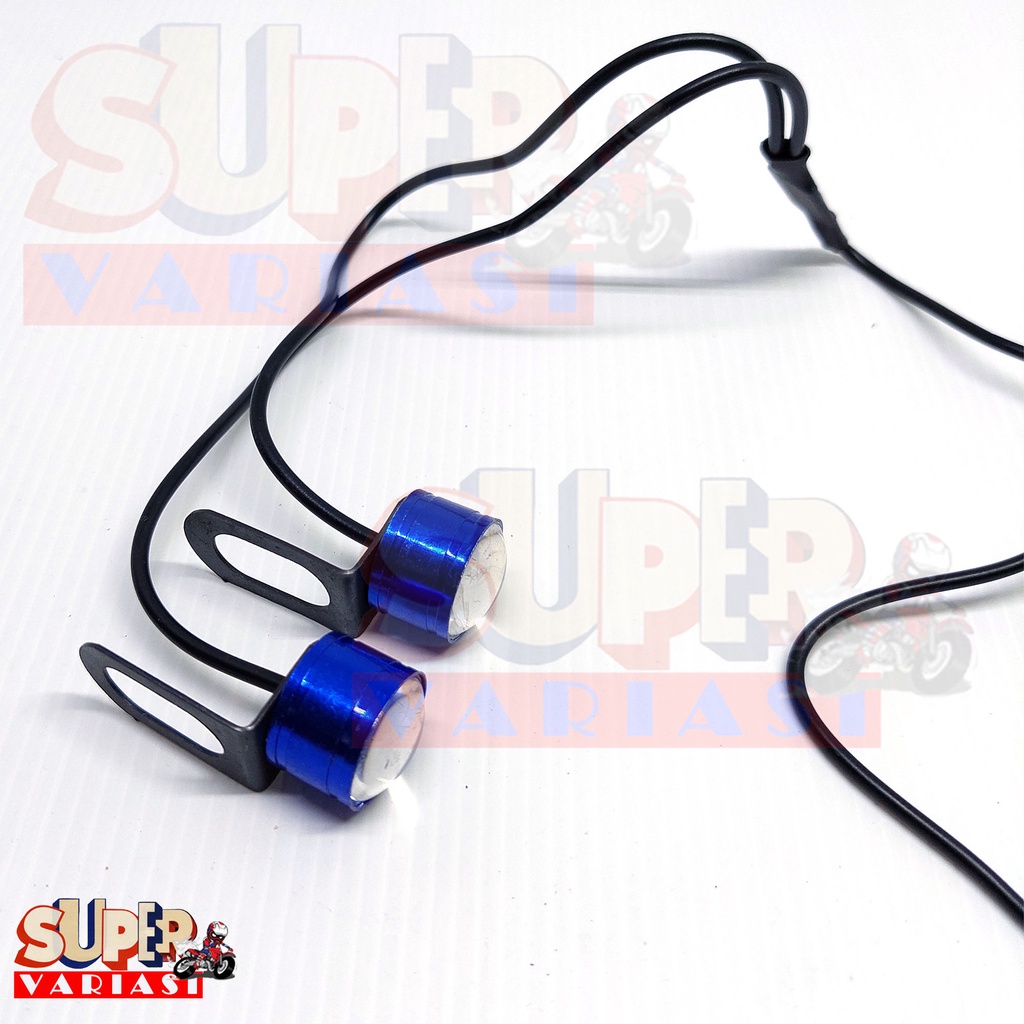 Lampu Led Mata Elang Storbo Biru/lampu spion motor sudah ada breket tingal pasang isi 2 pcs