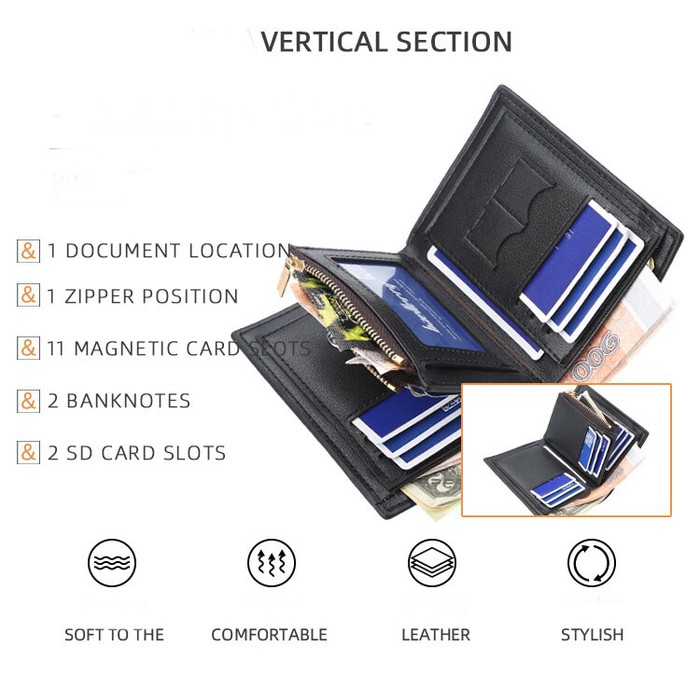 Baellerry Dompet Pendek Kulit Lipat Dompet Pria D1106 Vertical