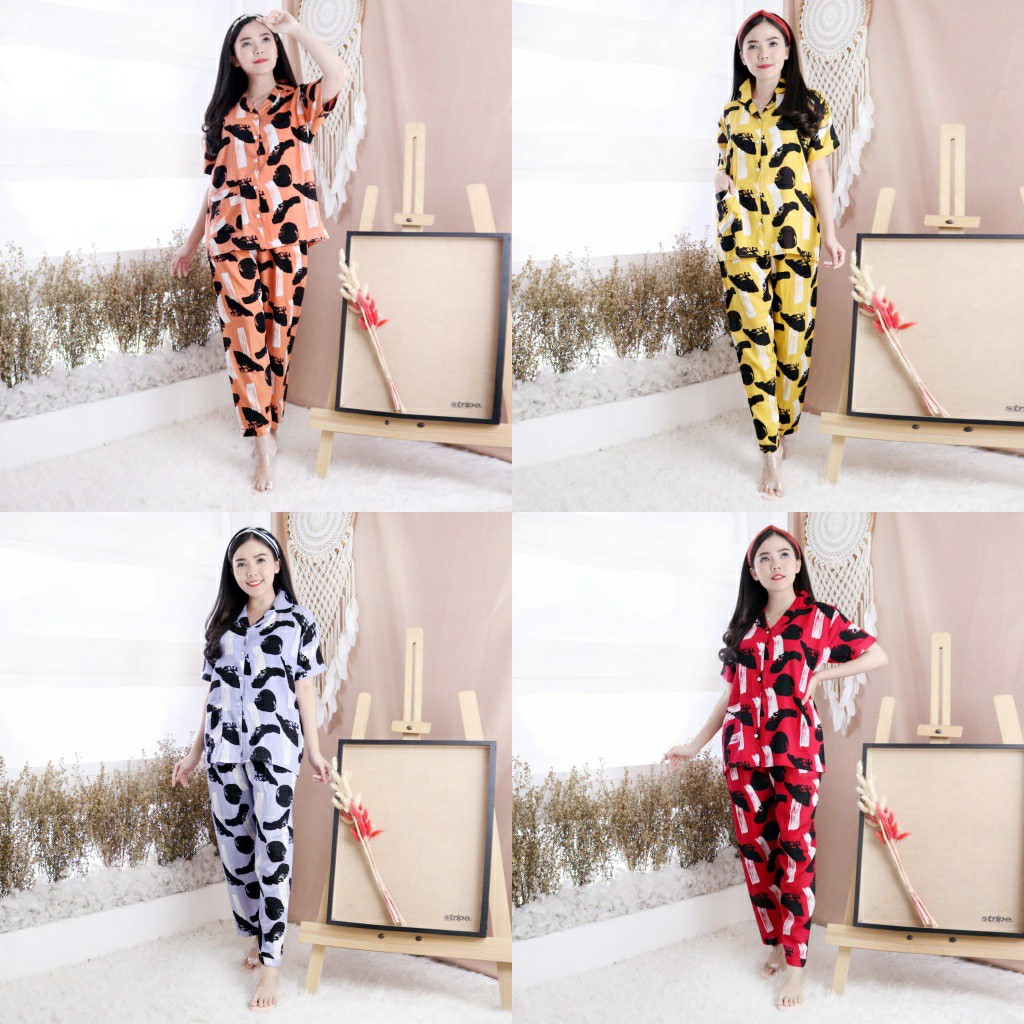 Set Piyama Tie Dye CP Melani XL &amp; XXL Baju Tidur / Motif Tie Dye