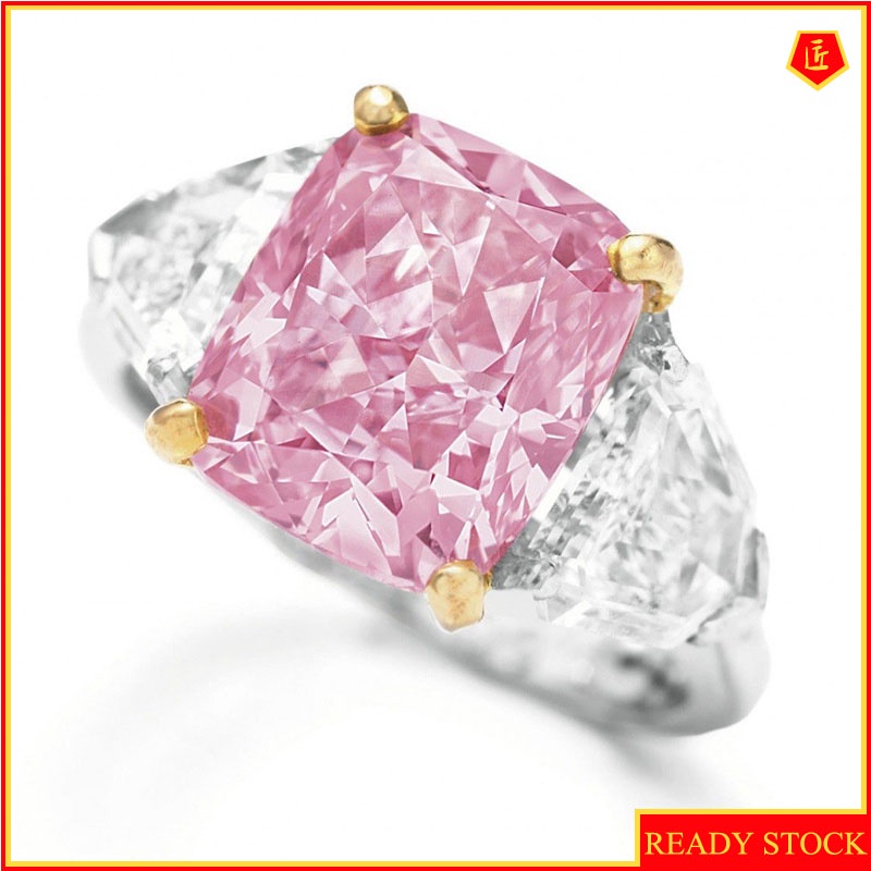 [Ready Stock]Elegant Fashion Square Pink Diamond Ring