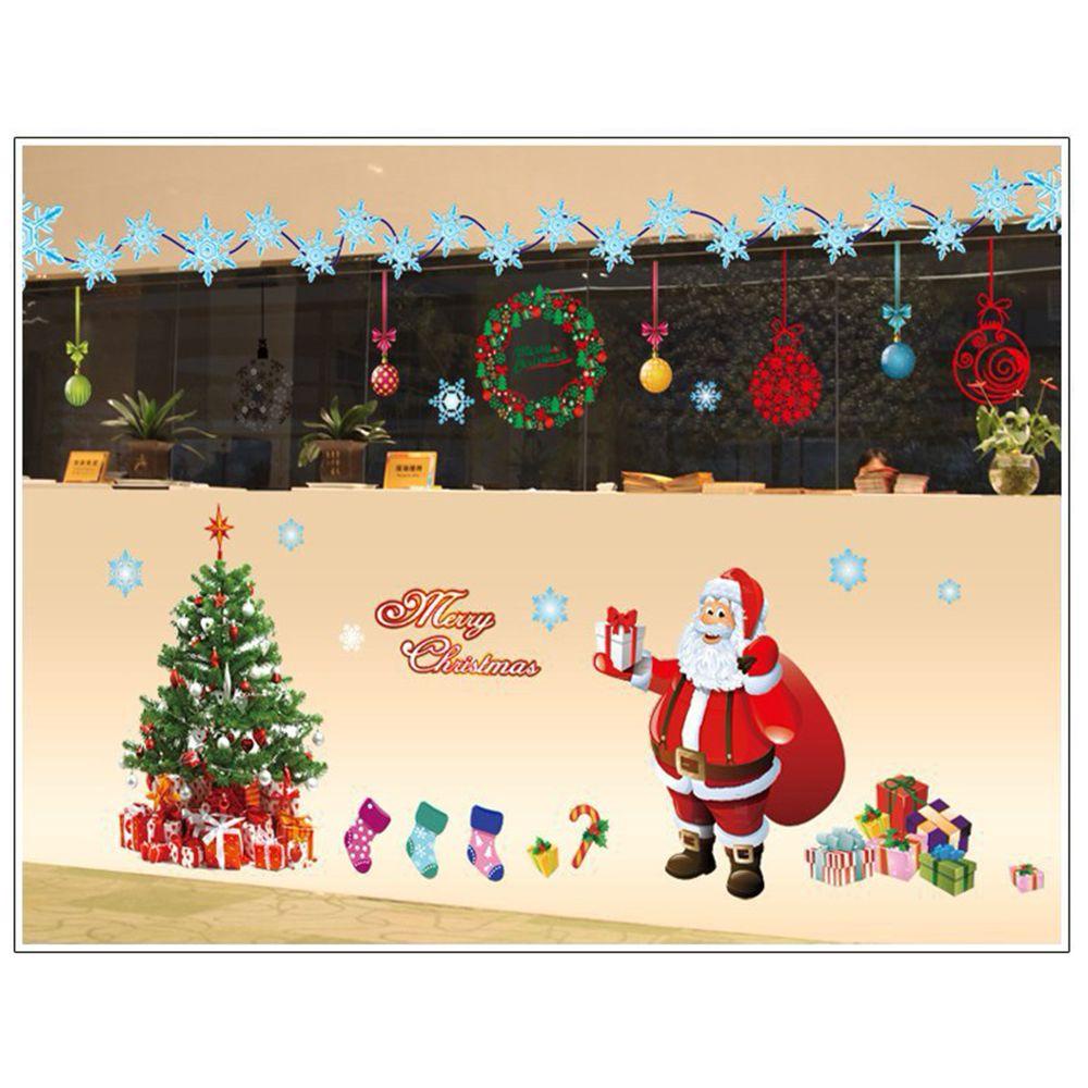 Solighter Stiker Jendela Natal Removable Perlengkapan Pesta Oversized Xmas Tahun Baru Dekorasi Dekoratif Sticker Dinding Decals