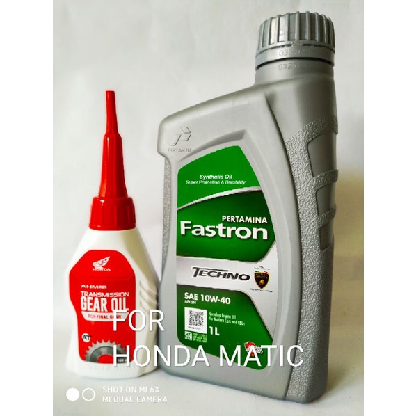 SALE - PAKET OLI FASTRON TECHNO HIJAU 1 L + AHM GEAR 120 ML UNTUK SEMUA JENIS MOTOR HONDA MATIC