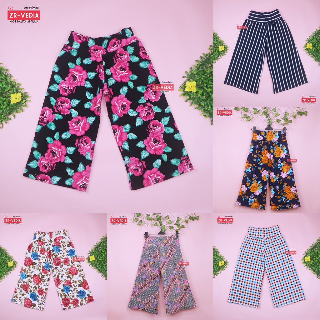 [MOTIF] Kulot Sasa 7-12 tahun / Celana Panjang 7/8 Cullotes Pants Adem Bawahan Harian Anak Perempuan Cewek