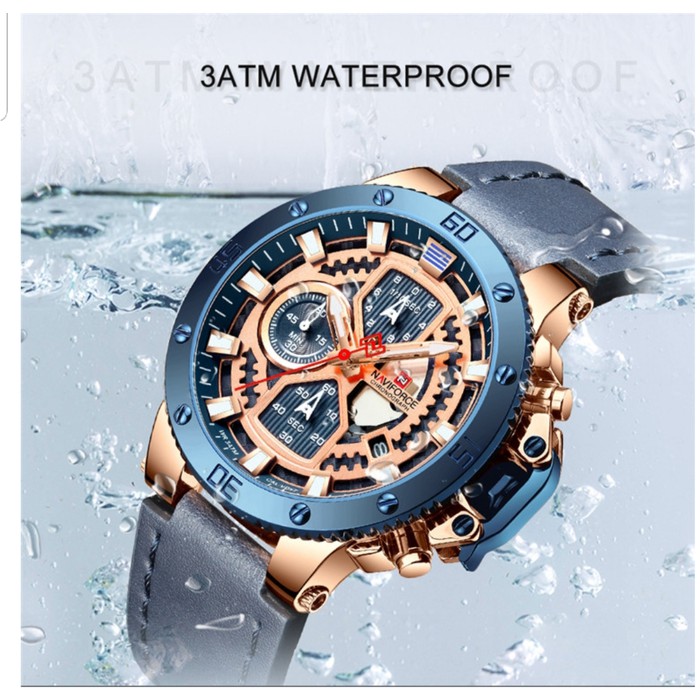 [Spesial Promo] JAM TANGAN PRIA ORIGINAL NAVIFORCE TALI KULIT ANTI AIR ARLOJI COWOK