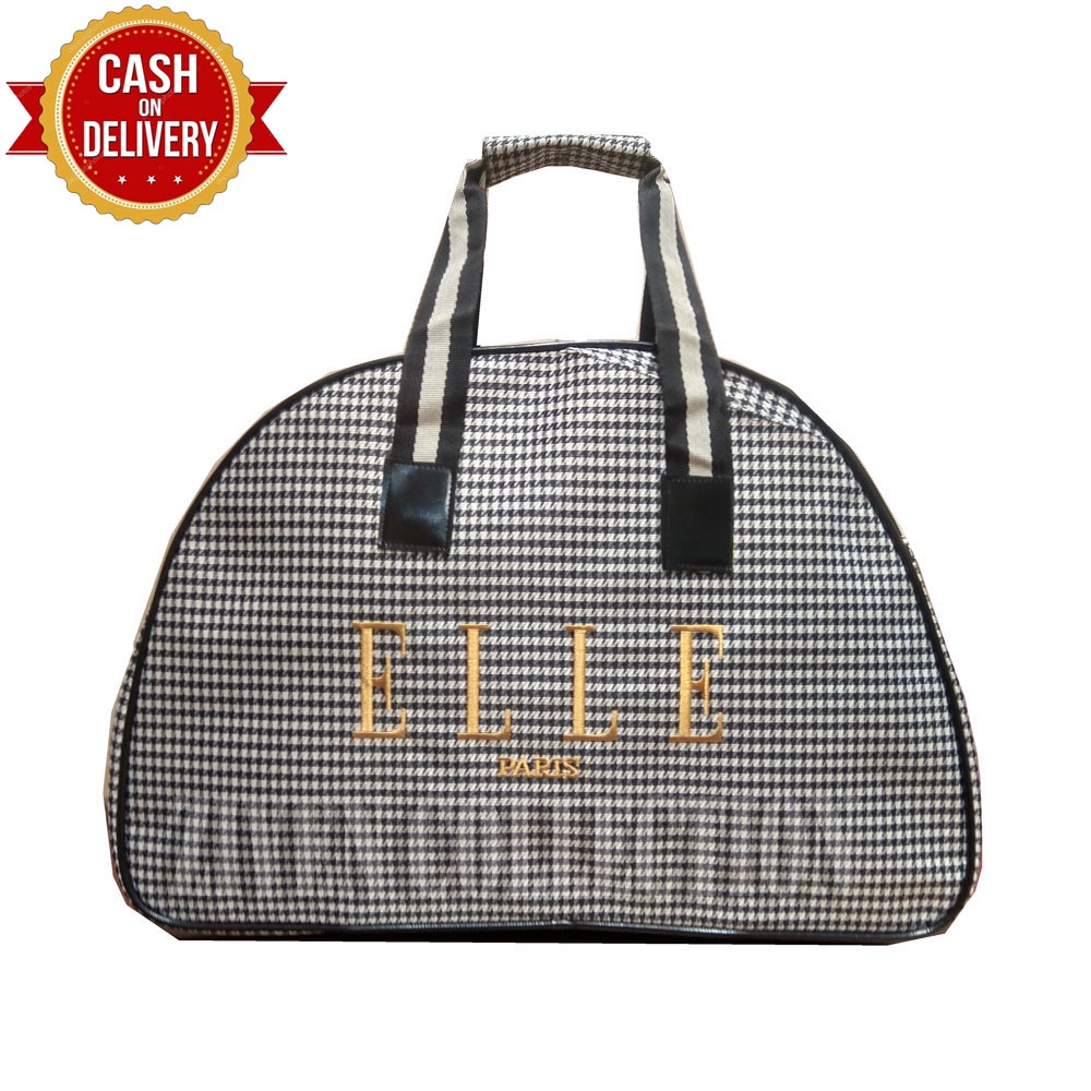 Travel Bag Elle  Tas Pakaian Tote Bag Tas Baju Jinjing Tas Tenteng Wanita -kotak kotak