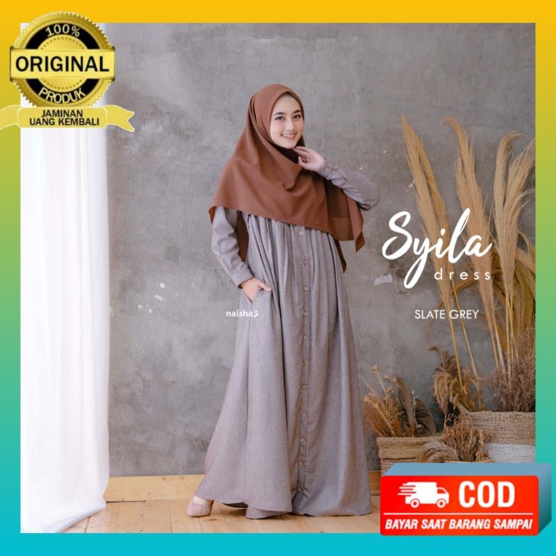 baju gamis pashion dress muslim syari wanita busui polos premium ( bahan katun madina )