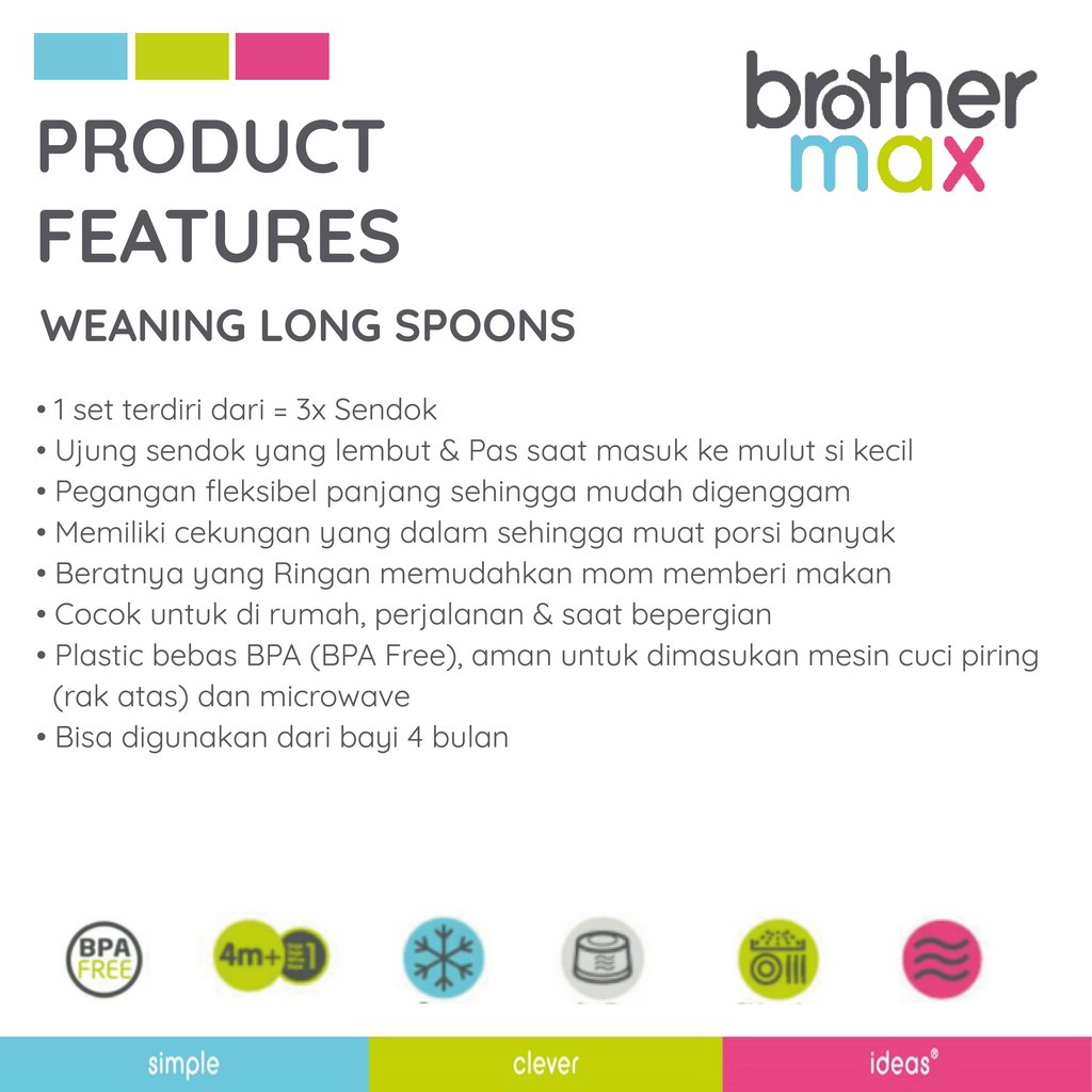 Castle - Brother Max 3x Long Spoons – Sendok MPASI Baby - Sendok Isi 3pcs