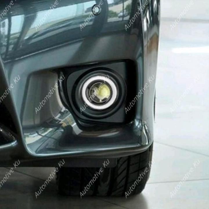 Ready Stock.. LAMPU FOGLAMP LED MOBIL KABUT TEMBAK PROJEKTOR + ANGEL EYE 89 MM 2 MODE SINAR TERANG: 