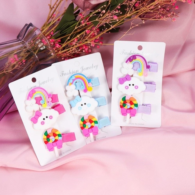 𝘈𝘉𝘎✰ Jepit Rambut Anak Fashion Korea Set 3 Jepit rambut kartun jepit rambut gadis /  Jepit rambut anak perempuan korea fashion lucu / Jempit rambut anak balita 1 set 3 PCS IMPORT 1216