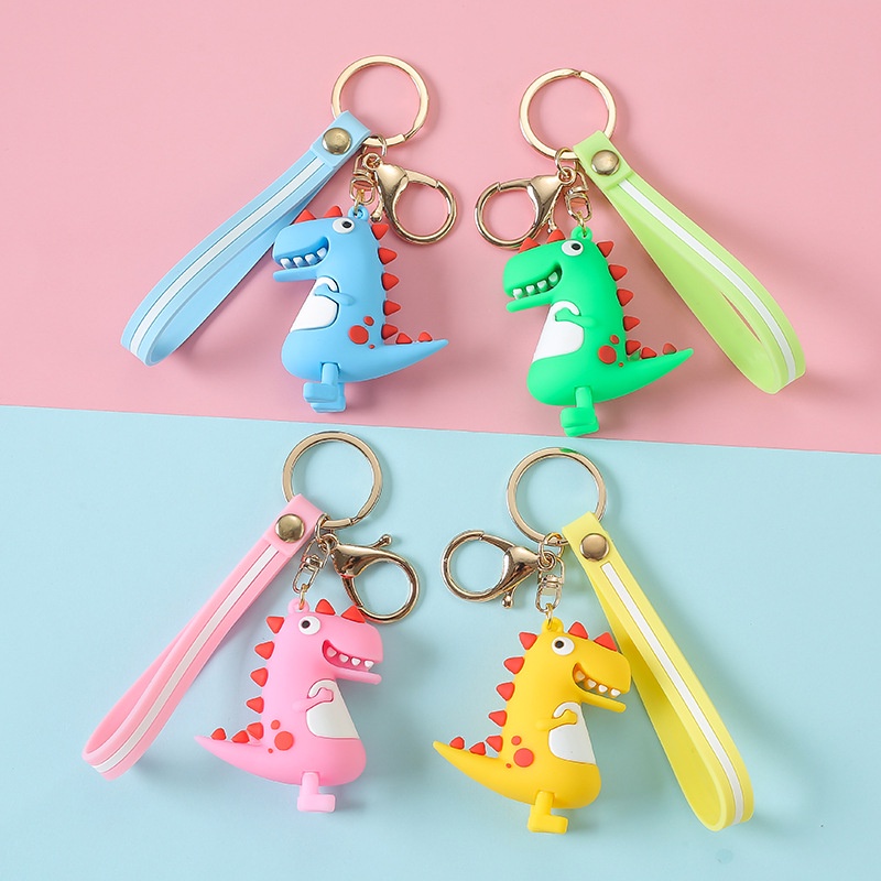 Creative Cute Unicorn Car Keychain Pendant Silicone Dinosaur Couple Bag Ornament