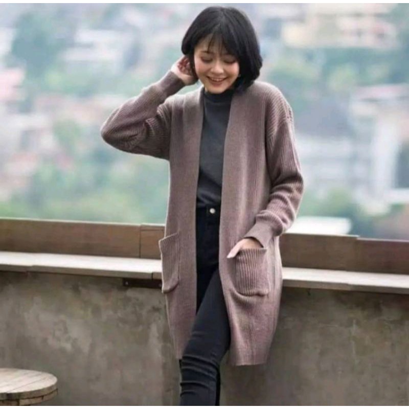 Long cardy BELLE OVERSIZE sweater rajut halus