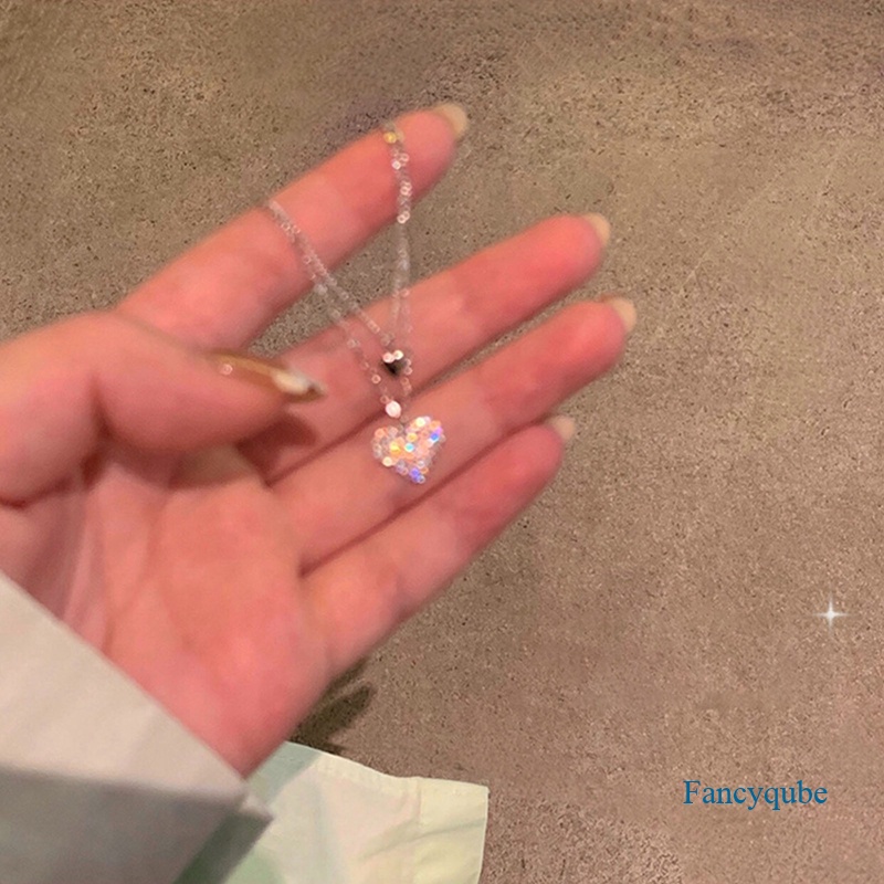 Kalung Sterling Silver 925 Dengan Liontin Hati Model Lapis Ganda Untuk Wanita