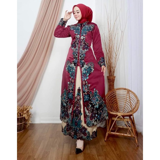 Stelan kebaya Kipas SAPUJAGAT bahan tafeta bordir