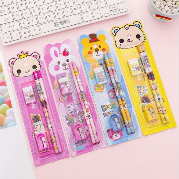 Alat Tulis Karakter Murah Mini Stationery set 5 in 1.