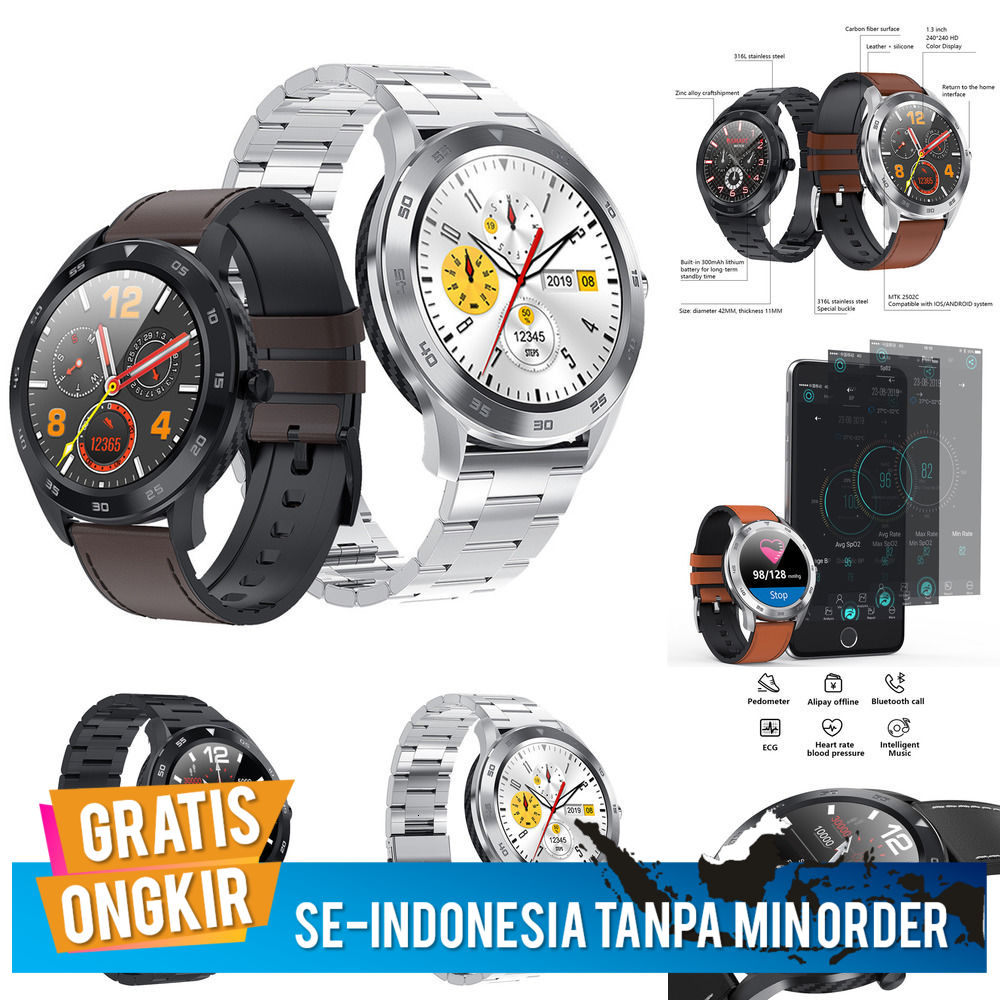 Smart Watch Bluetooth Panggilan EKG Denyut Jantung IP68 DT98 for Samsung Xiaomi Huawei Iphone