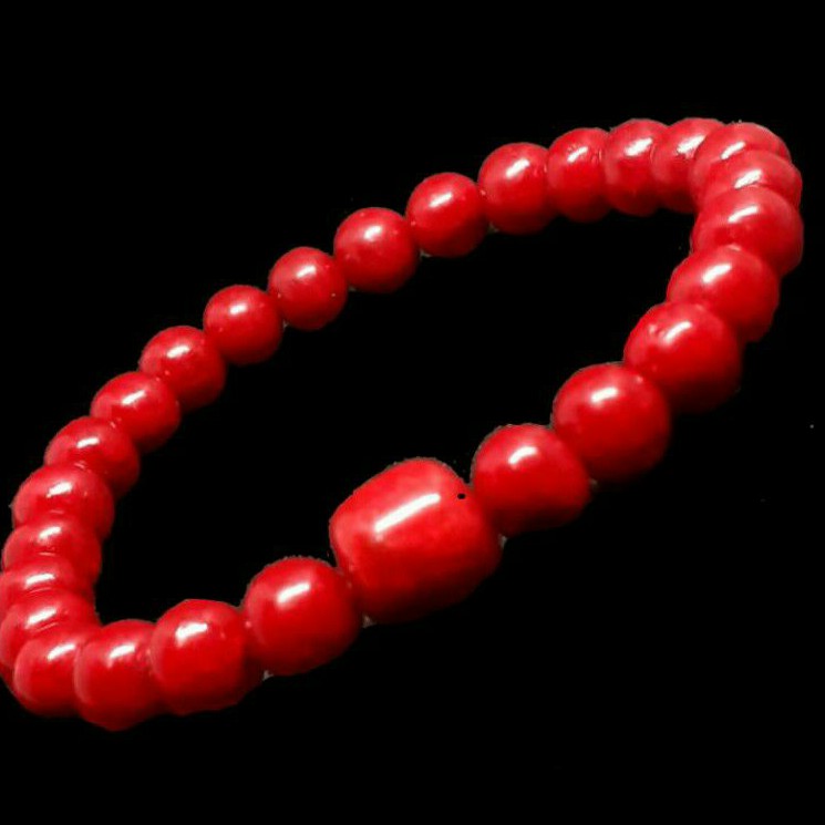 Gelang Batu Asli 100% Merah Marjan/Natural Red Coral 27Butir