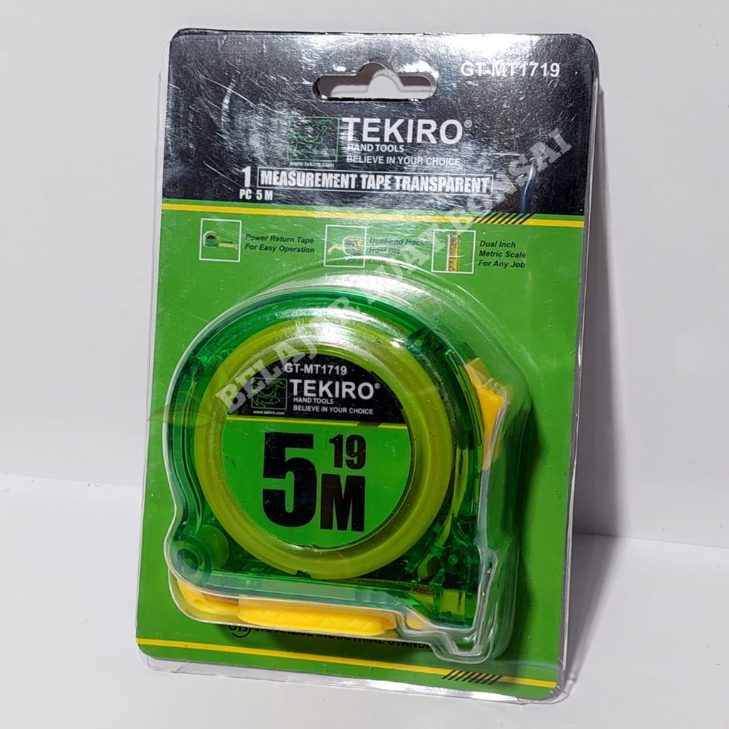 Meteran Merk tekiro 5 Meter Body Transparan Original Produk