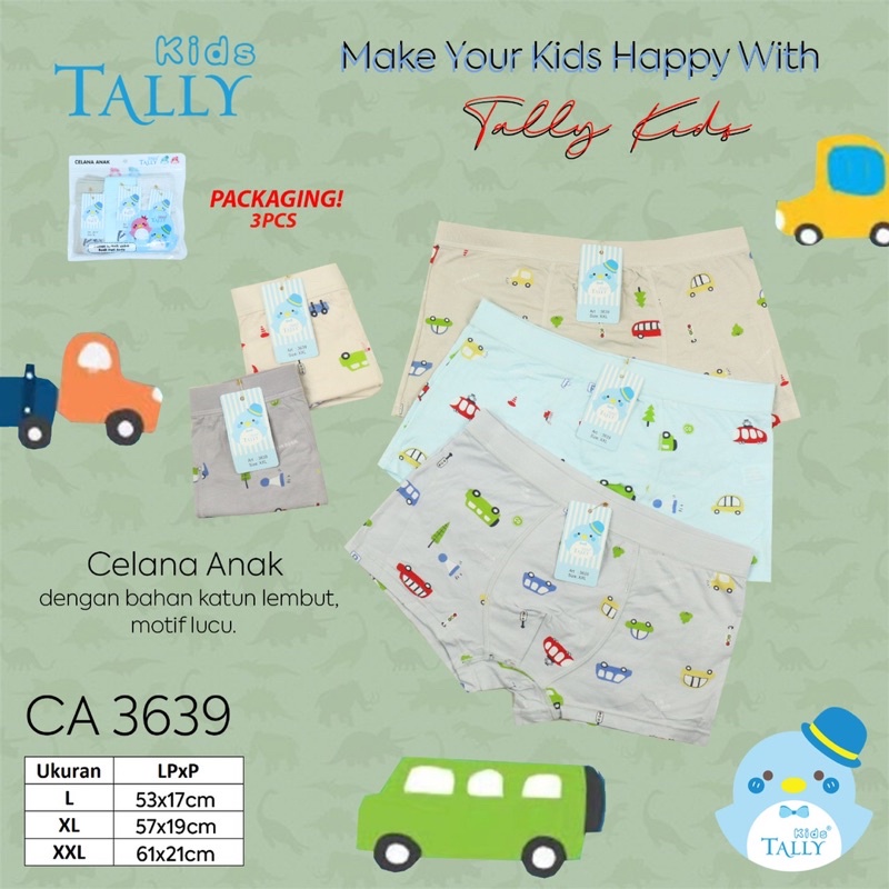 CD Boxer | Celana dalam boxer anak laki laki TALLY bahan katun lembut