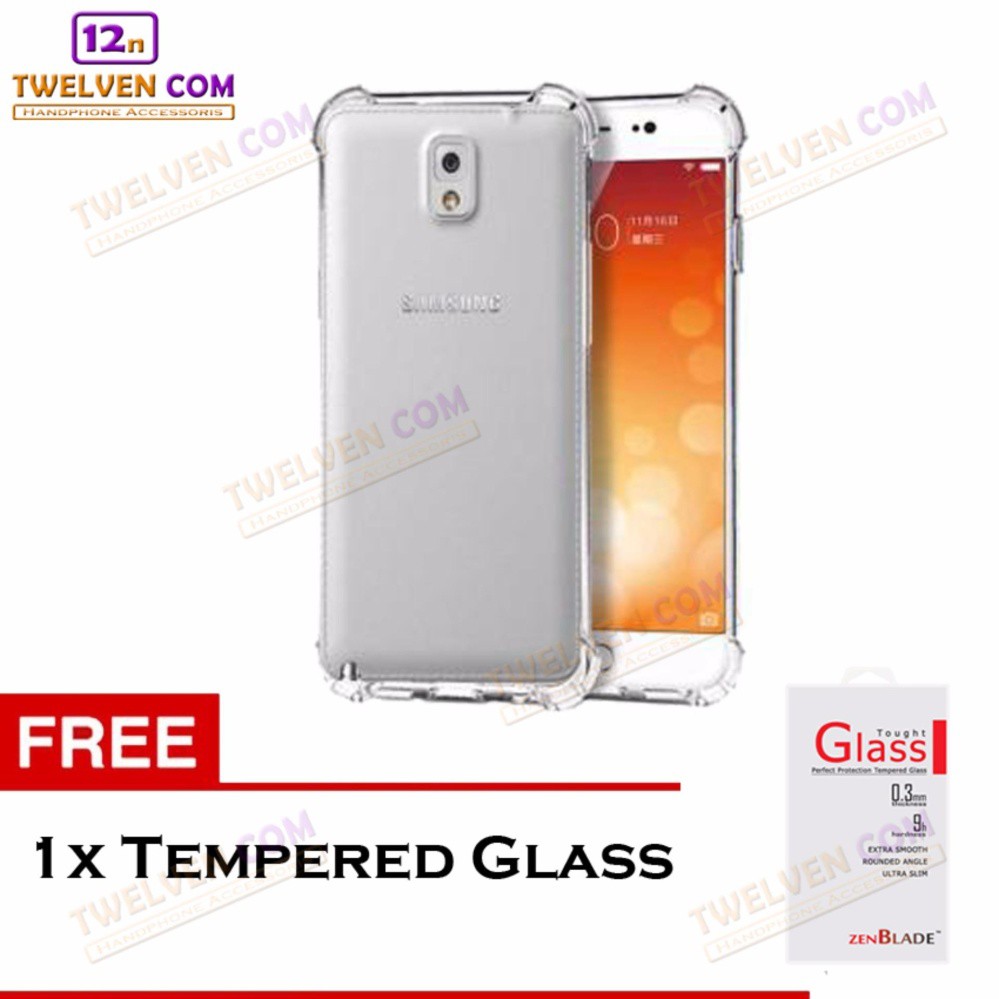 Anti Shock Anti Crack Softcase Casing for Samsung Galaxy Note 3 - Free Tempered Glass