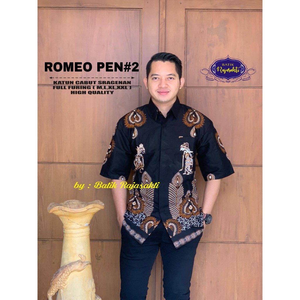 ROMEO PEN 2 Atasan Baju Kemeja Batik Pria Lengan Pendek PREMIUM Katun RAJASAKTI SOLO