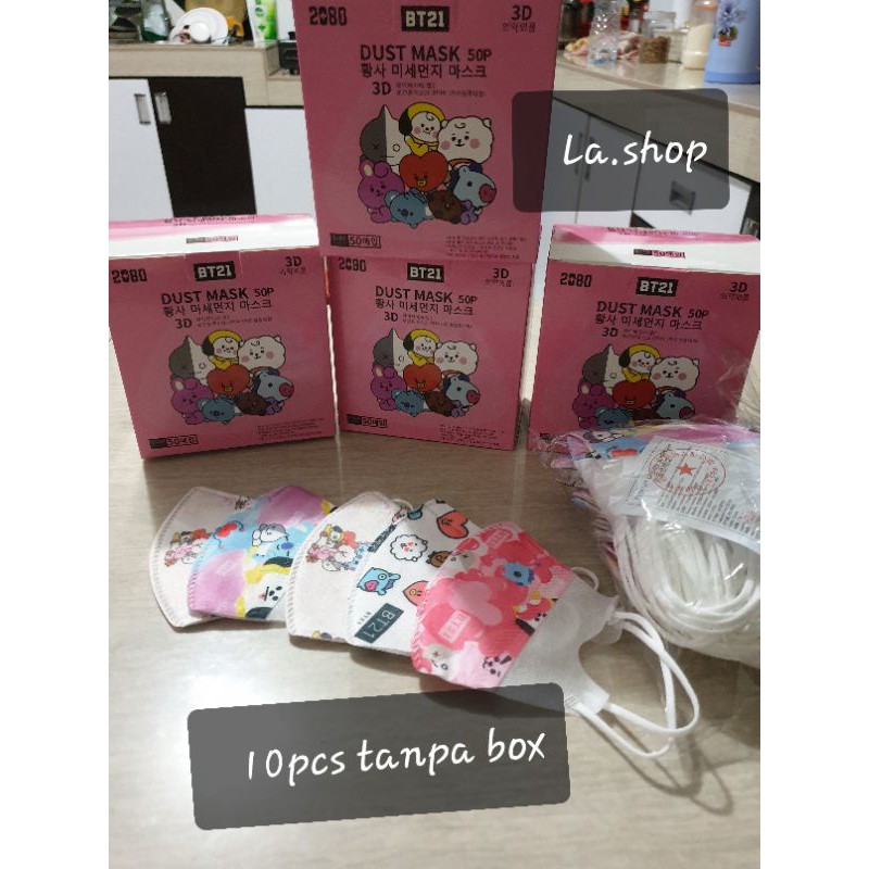 Masker Anak BT21 3ply isi 10 / masker anak karakter bt21