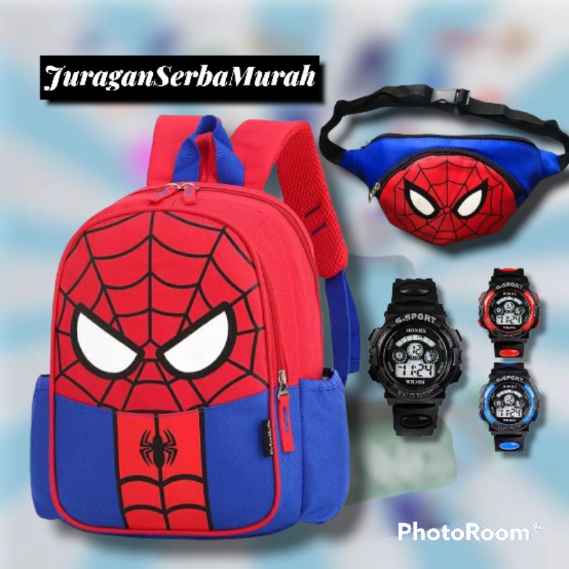 Tas Ransel Sekolah Anak Laki-Laki TK SD Karakter Spiderman Murah