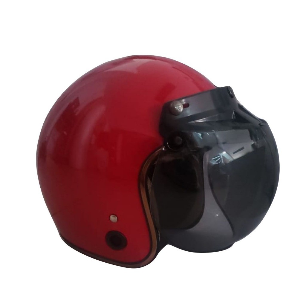 Helm Bogo / Helm Retro / Helm List Chrome HKM Red Gold + Kaca