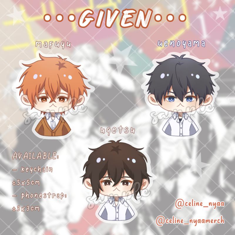 【 celine_nyaa 】GIVEN mafuyu/uenoyama/ugetsu - keychain/phonestrap