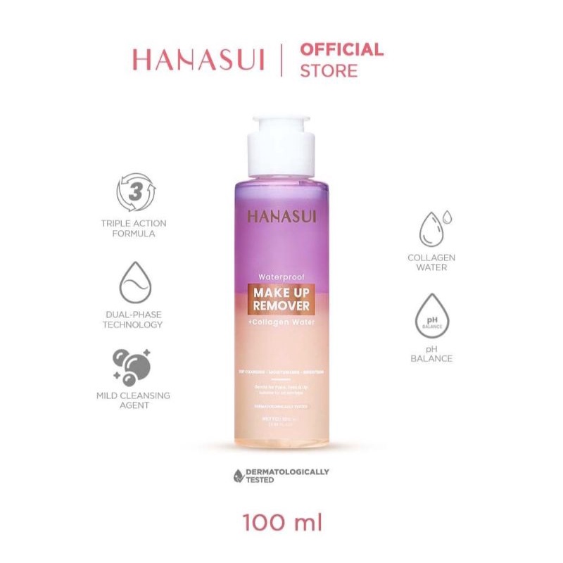 HANASUI Collagen Series - Fix &amp; Glow Setting Spray 60ml | Micellar Cleansing | Make Up Remover + Collagen Water 100ml