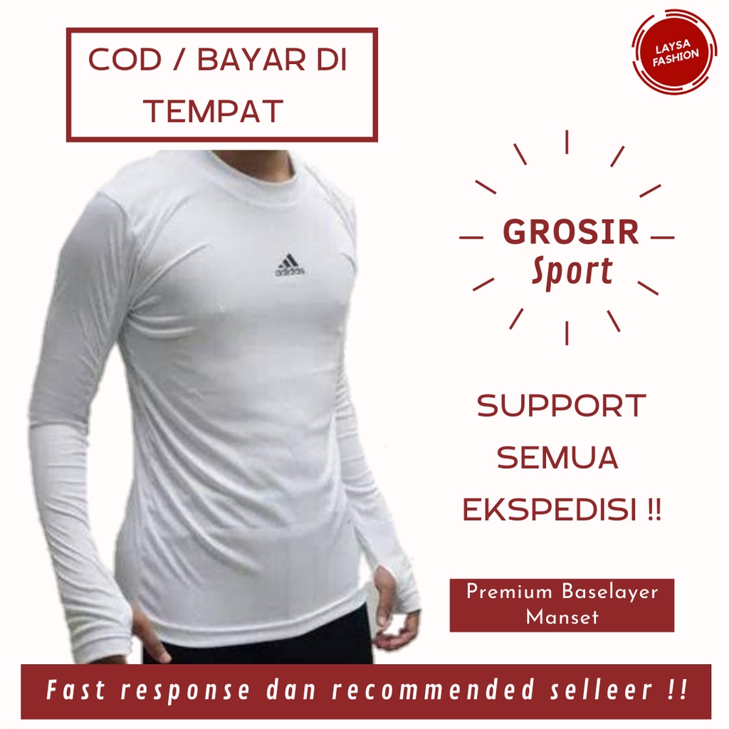 COD Baju Olahraga Manset Jari Pria Manset Lengan Panjang Baselayer Murah Baselayer Pria wanita Murah Manset Baselayer Putih Polos Logo Adidas Manset Baselayer Olahraga Dewasa Pria Wanita Termurah Baselayer Manset Polos Atasan Panjang Olahraga Running Gym