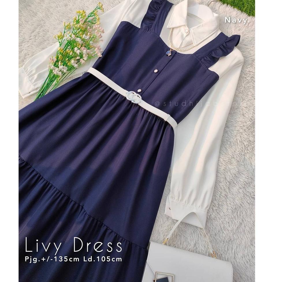 [PRODUK WJVQT] Busana Muslim Wanita Baju Gamis Remaja Muslim Livy Dress Korean Style 2022 Lebaran Ju