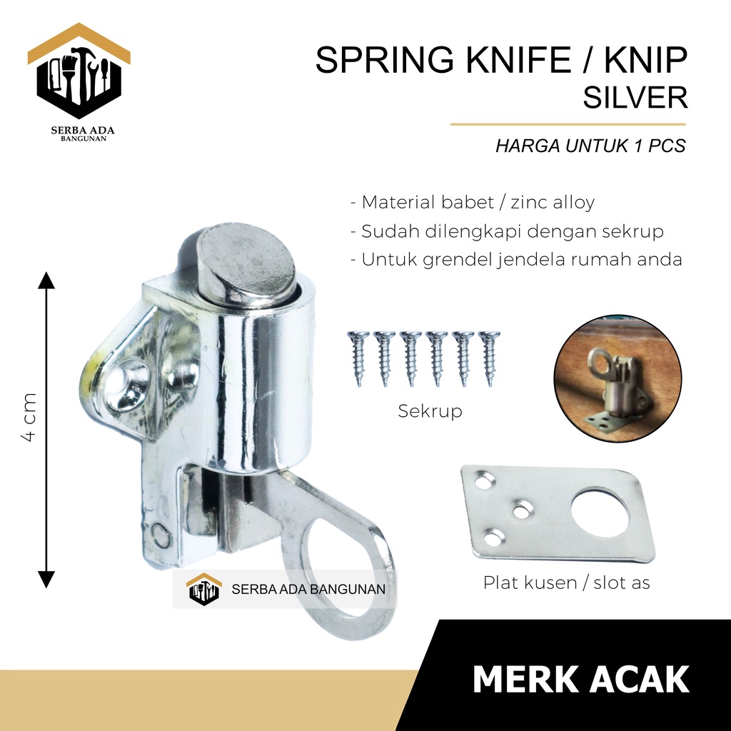 SPRING KNIFE MURAH / SLOT JENDELA / KUNCIAN / GEMBOK GRENDEL / PENUTUP PRAKTIS MODEL TINGGAL TARIK