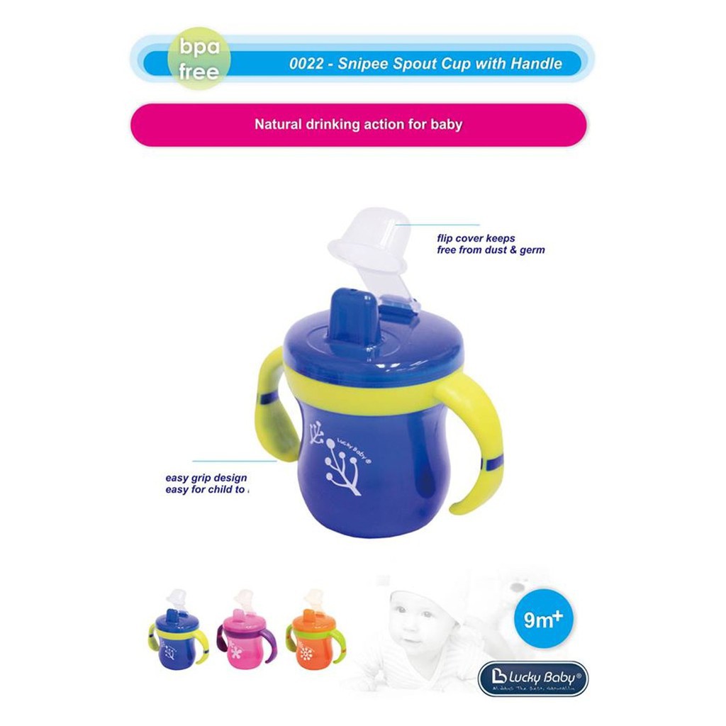 Lucky baby spout cup with handle - snipee - biru