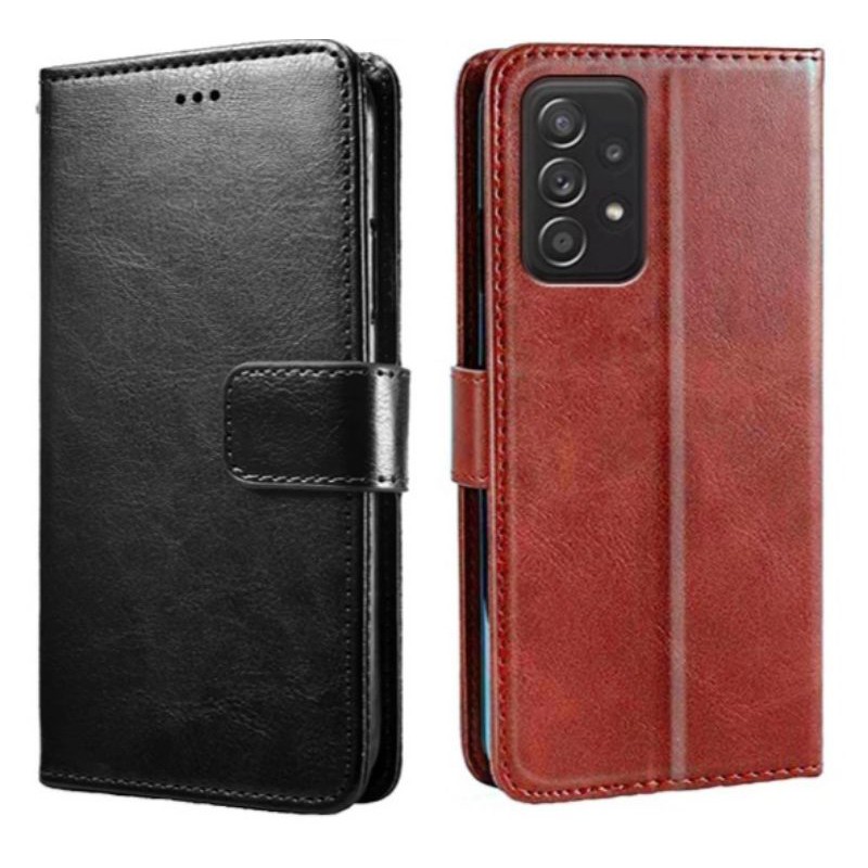 Flip Case Samsung Galaxy A72 & A52 - Leather Cover Wallet Card Slot Casing Lipat Kulit Flipcase