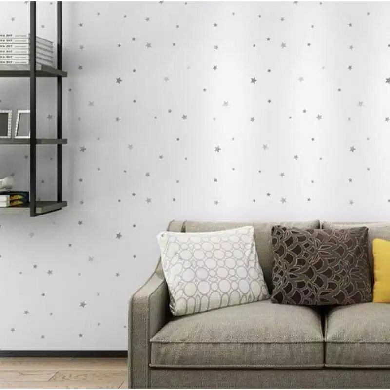 Wallpaper Dinding Bintang Dasar Silver 10m x 45cm