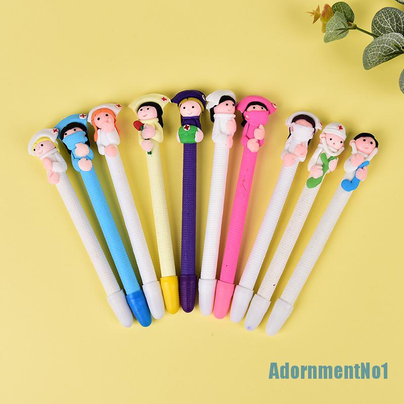 [AdornmentNo1]5Pcs Character Doctor Nurse Polymer Caly Ball Ballpoint Pen Creative Stationery