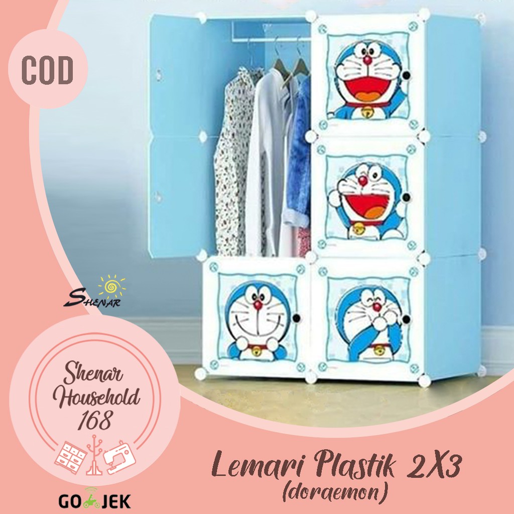 SHENAR LEMARI PLASTIK  6 PINTU / LEMARI PORTABLE / GANTUNGAN / LEMARI ANAK / KARAKTER - BISA COD