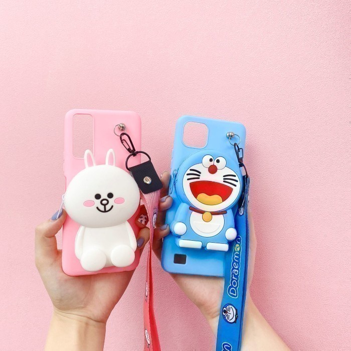 OPPO A16 CASE DISNIE DOMPET + TALI GANTUNGAN HP KARAKTER (HOKKY)