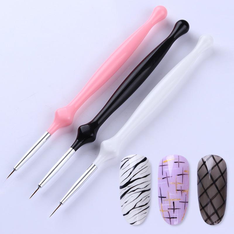 3pcs / set Pen Brush Nail Art UV Gel Liner Bahan Akrilik DIY