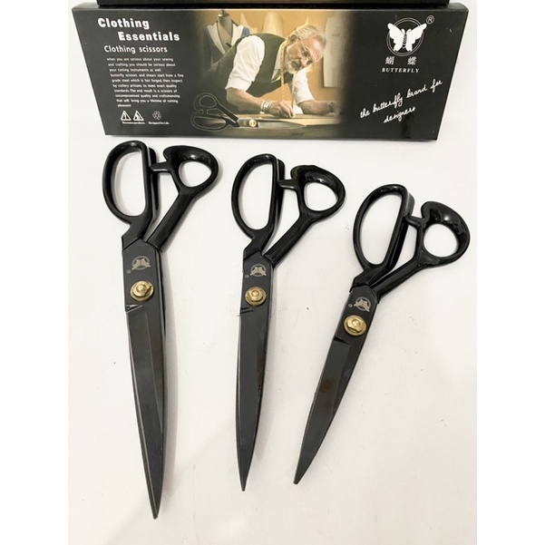 Gunting Kain Butterfly Gagang Karet Premium 8” 9” 10” dan 12” Professional Tailor Scissors