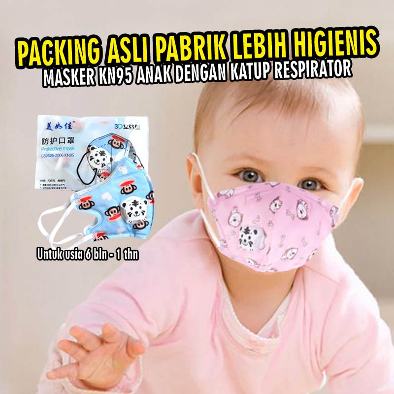 Masker duckbill anak premium katup respirator motif medis bayi packing pabrik ecer eceran tebal