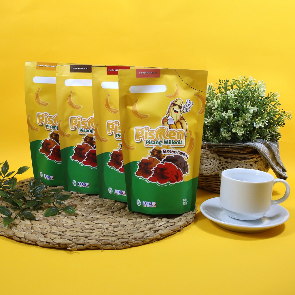 

PISMEN KERIPIK PISANG TERMANTUL 4 VARIAN RASA COKELAT, BARBEQUE PEDAS, JAGUNG BAKAR, RED VELVET