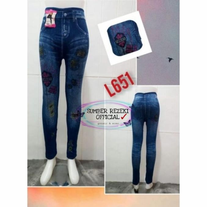 [SR] Celana Legging Jeans L-651 / Legging Wanita Import Beautiful